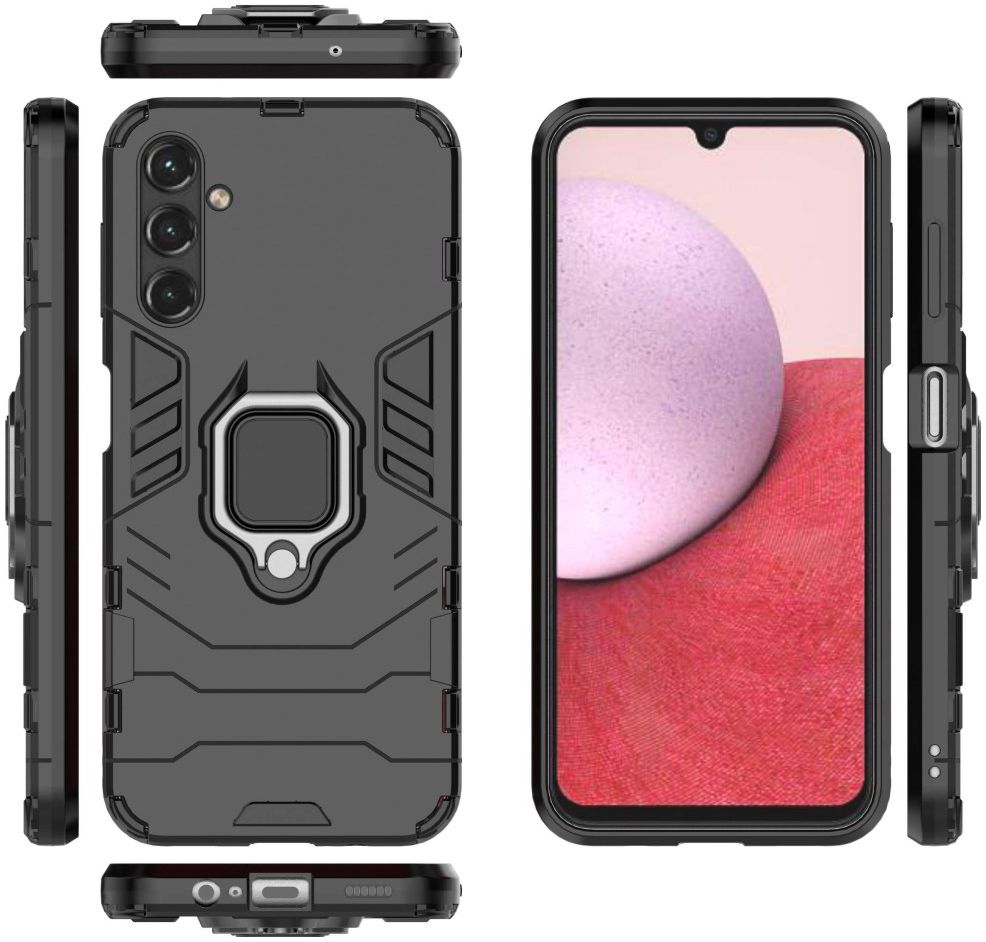 Samsung Galaxy A14 Hoesje Magnetische Kickstand Ring Zwart afbeelding 6