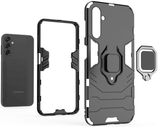Samsung Galaxy A14 Hoesje Magnetische Kickstand Ring Zwart afbeelding 4
