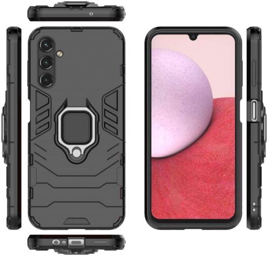 Samsung Galaxy A14 Hoesje Magnetische Kickstand Ring Zwart afbeelding 6