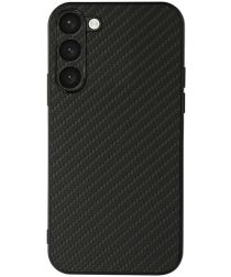 Samsung Galaxy S23 Hoesje Carbon Fiber Back Cover Zwart