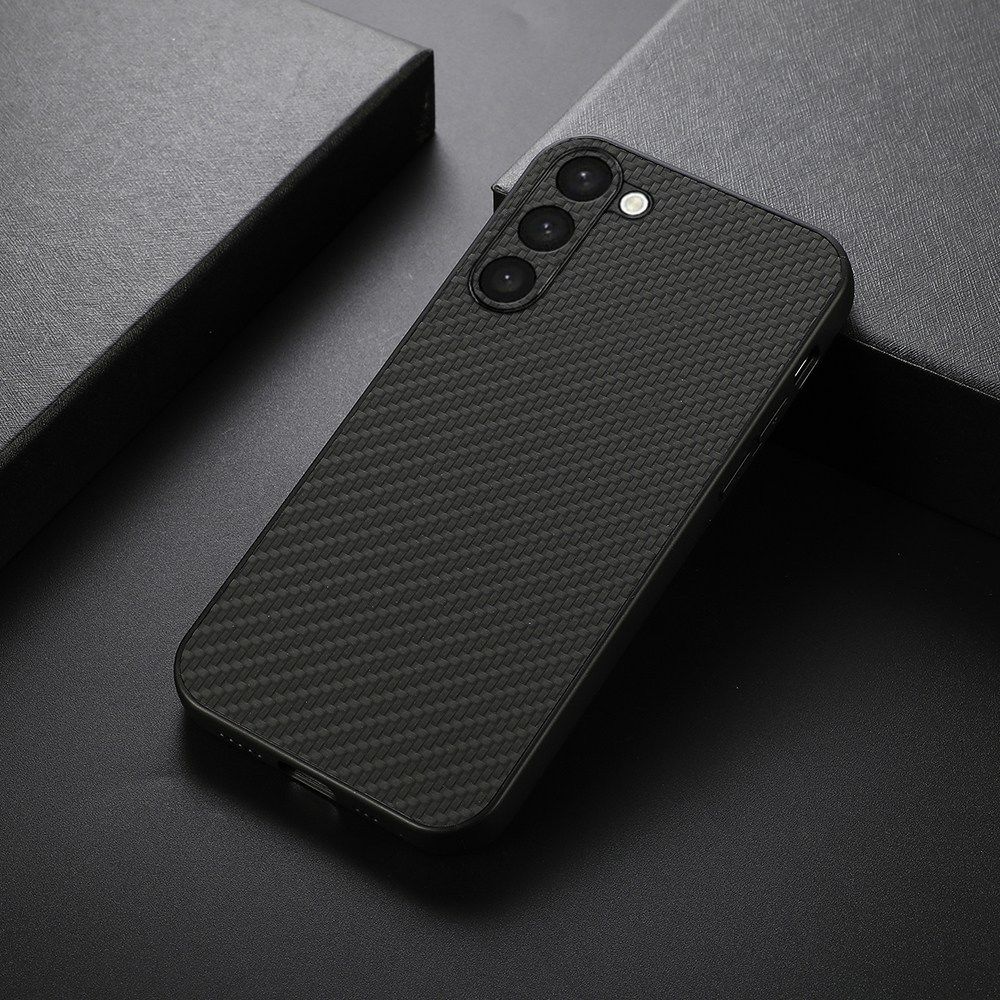 Samsung Galaxy S23 Hoesje Carbon Fiber Back Cover Zwart | GSMpunt.nl