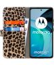Motorola Moto G72 Hoesje Portemonnee Book Case Luipaard Print