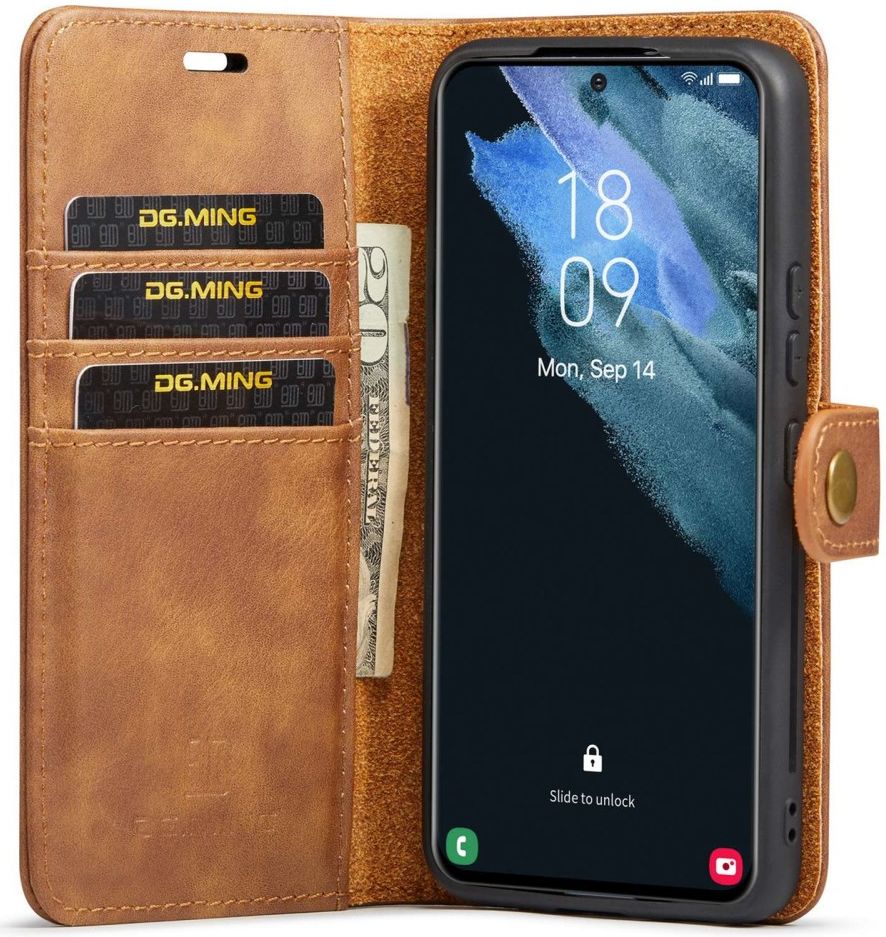 DG Ming Samsung Galaxy S23 Hoesje 2-in-1 Book Case en Back Cover Bruin afbeelding 1