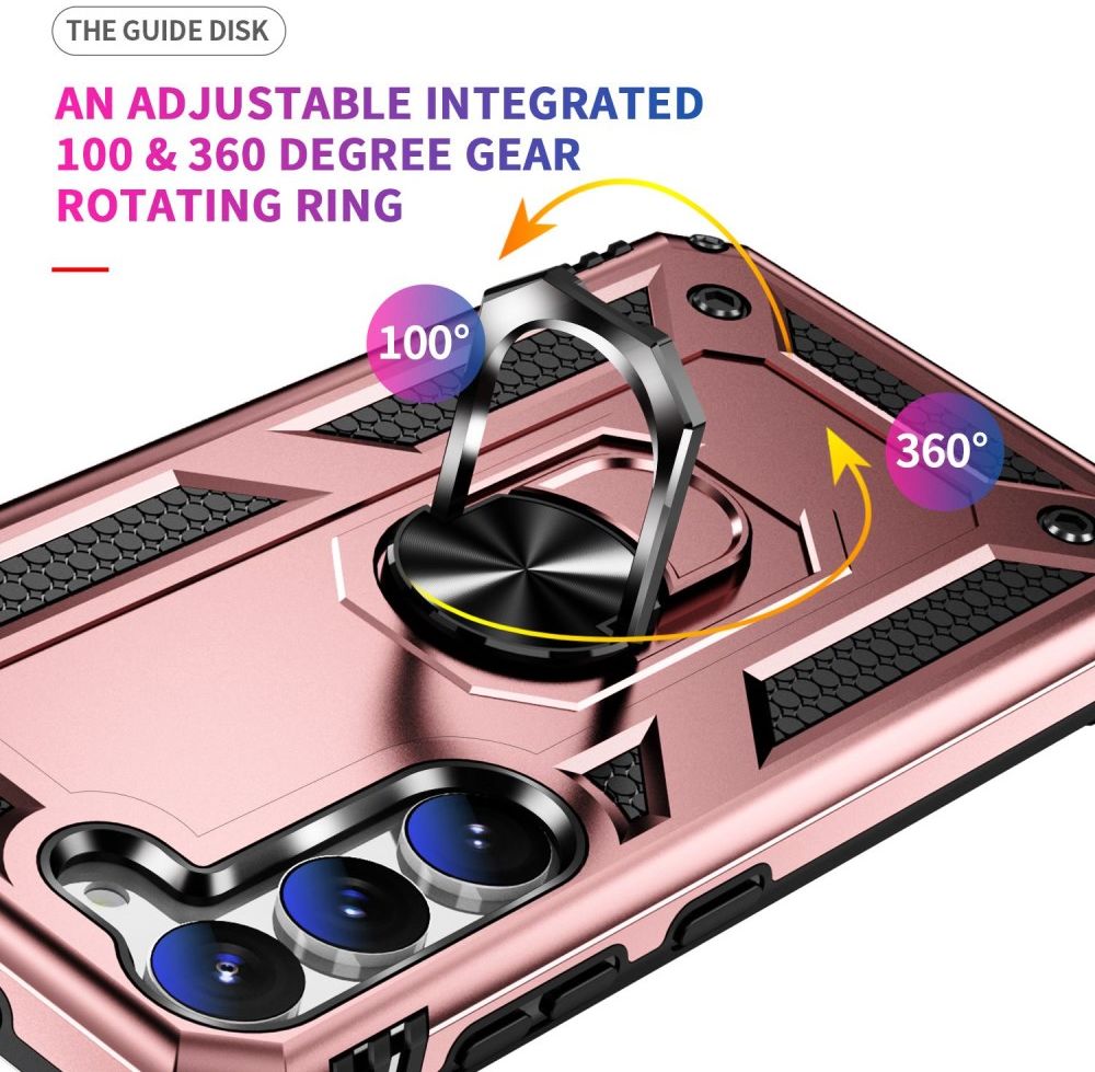 Samsung Galaxy S23 Hoesje Magnetische Kickstand met Ring Roze Goud afbeelding 3