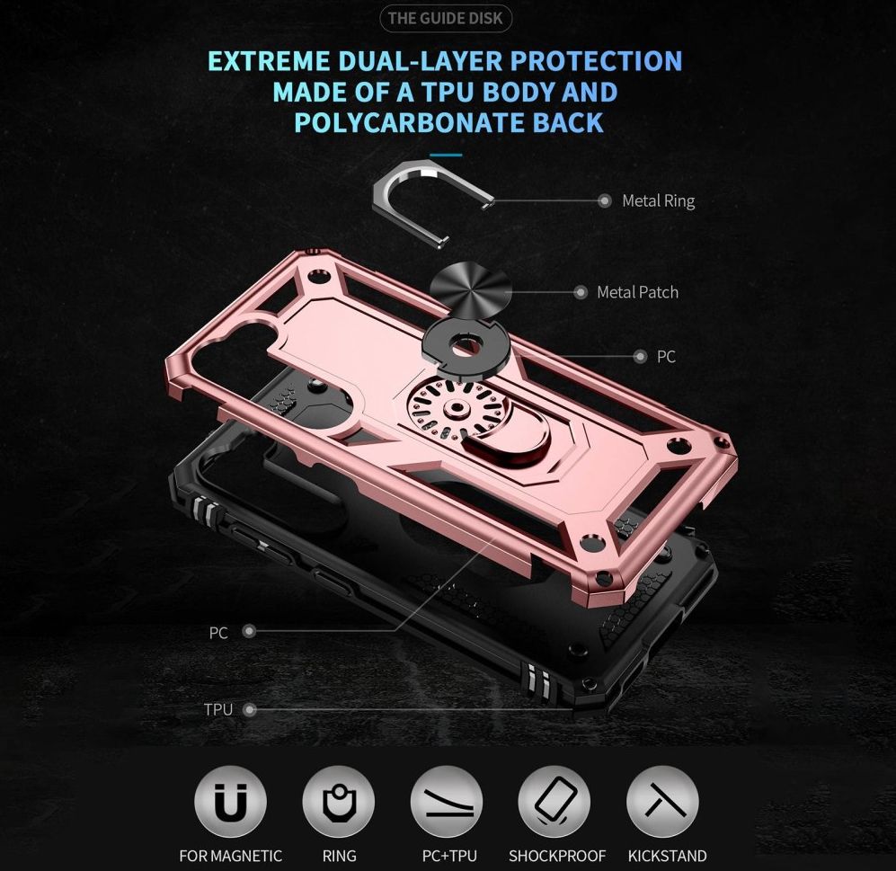 Samsung Galaxy S23 Hoesje Magnetische Kickstand met Ring Roze Goud afbeelding 4