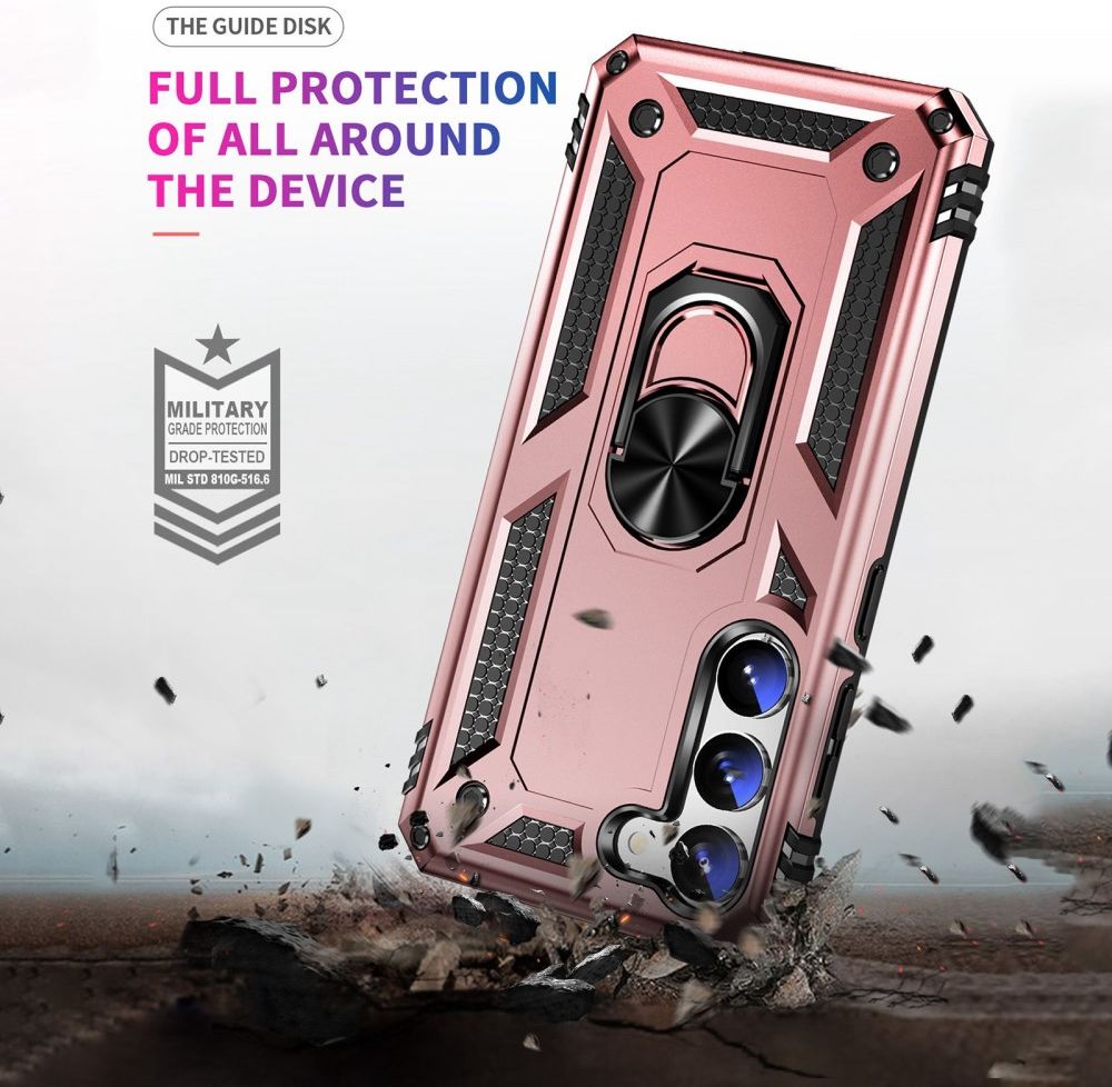 Samsung Galaxy S23 Hoesje Magnetische Kickstand met Ring Roze Goud afbeelding 5