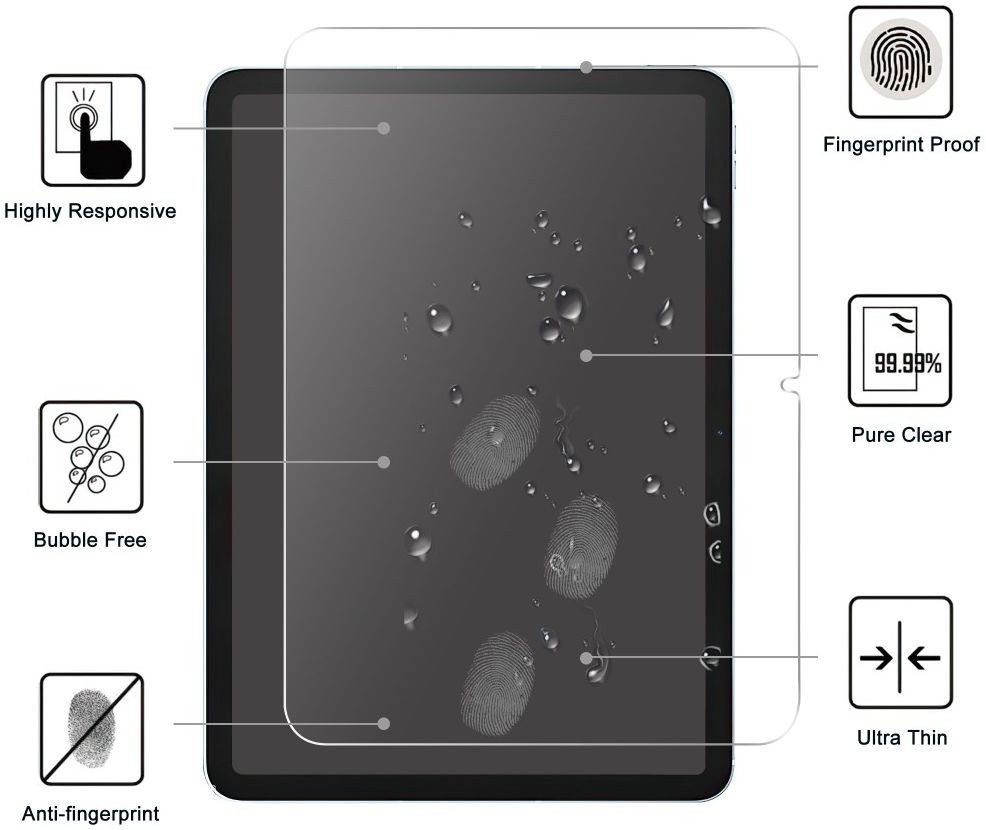 Apple iPad 10.9 (2022) / 11 (2025) Screen Protector Arc Edge 9H Tempered Glass afbeelding 3
