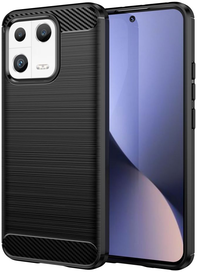 Xiaomi 13 Hoesje Geborsteld TPU Flexibele Back Cover Zwart afbeelding 1