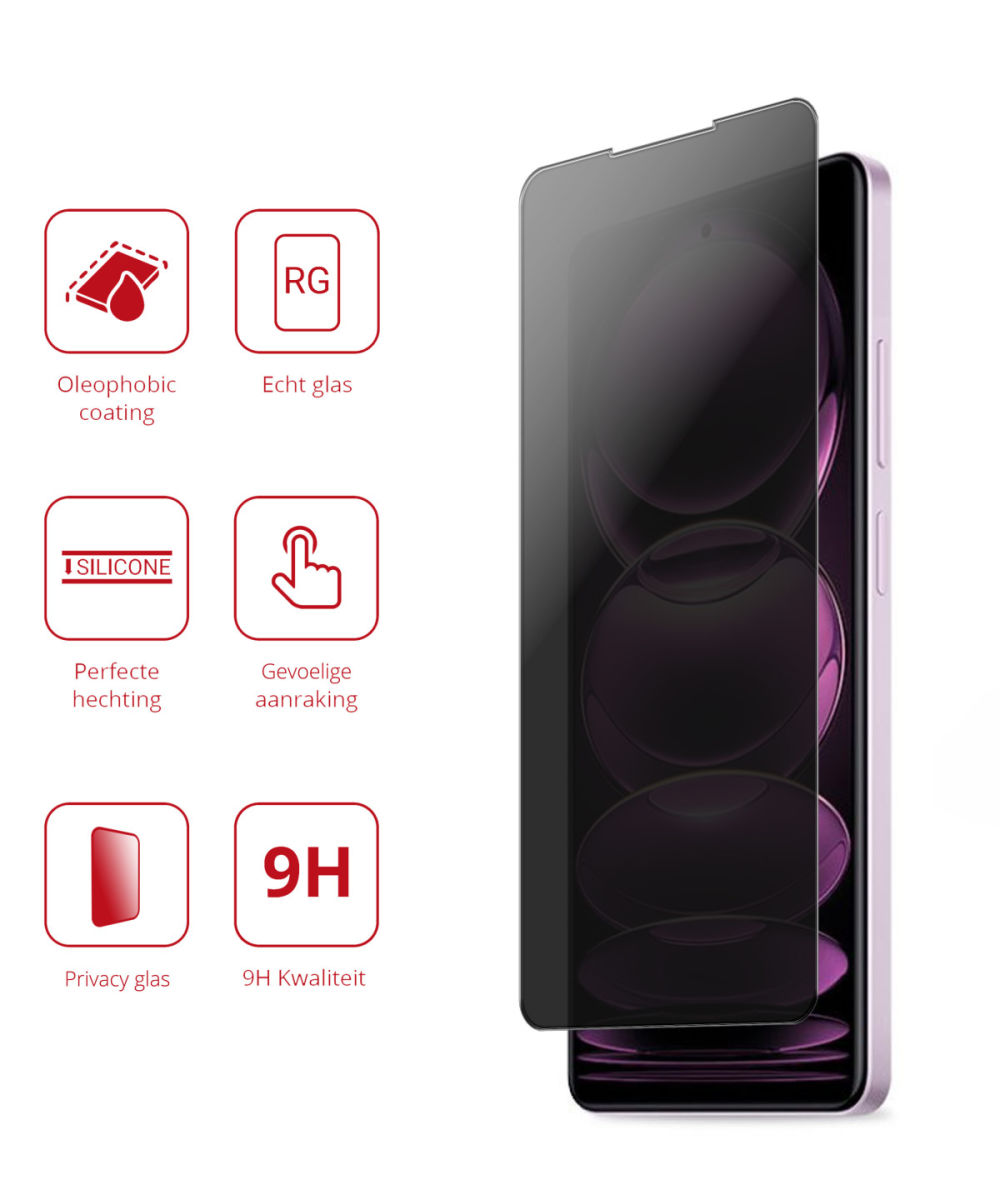 Rosso Xiaomi Redmi Note 12 Pro / Poco X5 Pro 9H Tempered Glass Privacy afbeelding 3