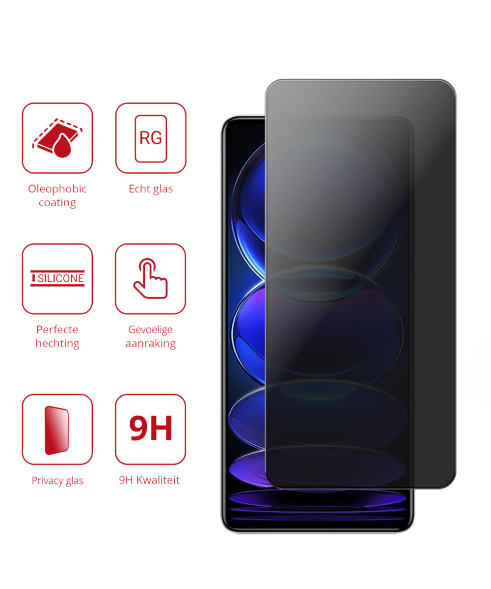Rosso Xiaomi Redmi Note 12 Pro Plus 9H Tempered Glass Privacy afbeelding 2