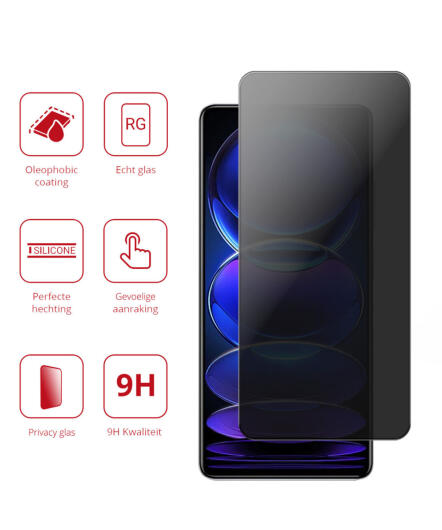 Rosso Xiaomi Redmi Note 12 Pro Plus 9H Tempered Glass Privacy afbeelding 2