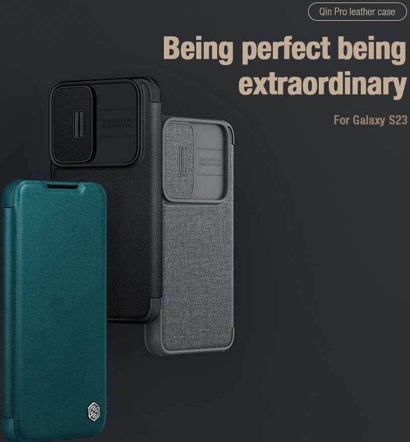 Nillkin Qin Pro Leather Samsung Galaxy S23 Hoesje met Slider Groen afbeelding 9