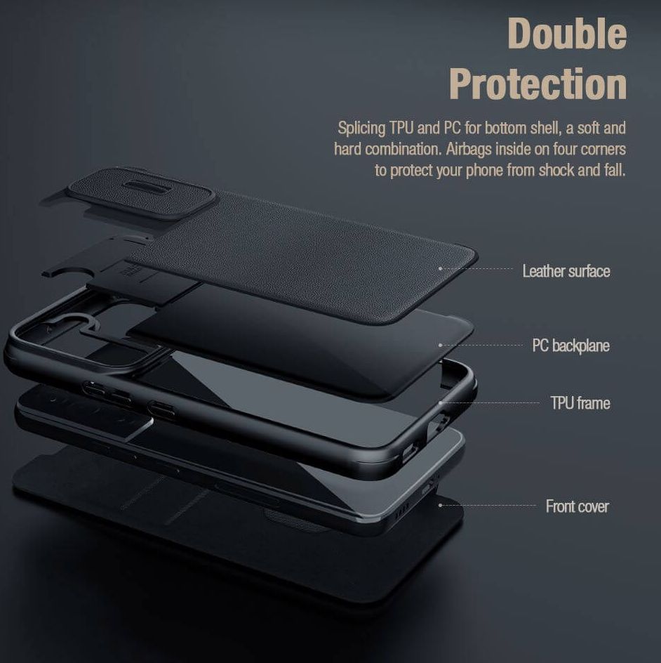 Nillkin Qin Pro Leather Samsung Galaxy S23 Plus Hoesje Slider Groen afbeelding 10
