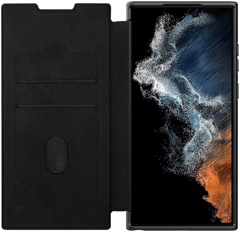 Nillkin Qin Pro Leather Samsung Galaxy S23 Ultra Hoesje Slider Zwart afbeelding 1