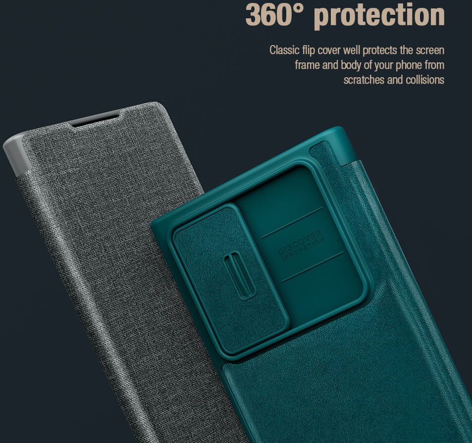 Nillkin Qin Pro Leather Samsung Galaxy S23 Ultra Hoesje Slider Zwart afbeelding 4