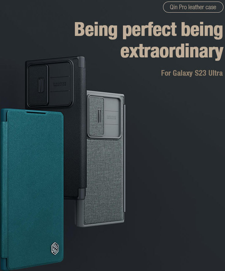 Nillkin Qin Pro Leather Samsung Galaxy S23 Ultra Hoesje Slider Zwart afbeelding 6