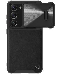 Nillkin Leather Samsung Galaxy S23 Hoesje met Camera Slider Zwart