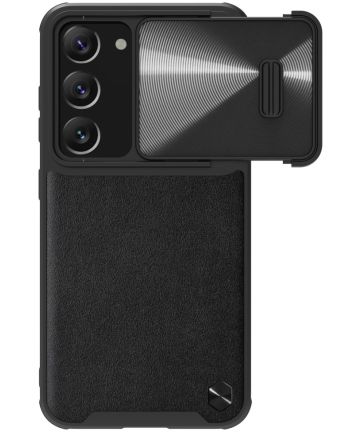 Nillkin Leather Samsung Galaxy S23 Hoesje met Camera Slider Zwart Hoesjes