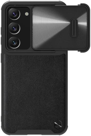 Nillkin Leather Samsung Galaxy S23 Hoesje met Camera Slider Zwart afbeelding 1