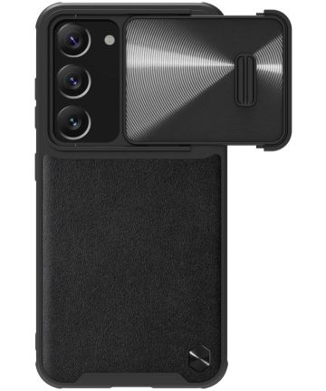 Nillkin Leather Samsung Galaxy S23 Plus Hoesje met Camera Slider Zwart Hoesjes