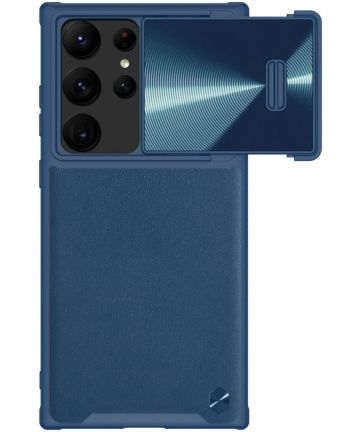 Nillkin Leather S Samsung Galaxy S23 Ultra Hoesje Camera Slider Blauw Hoesjes