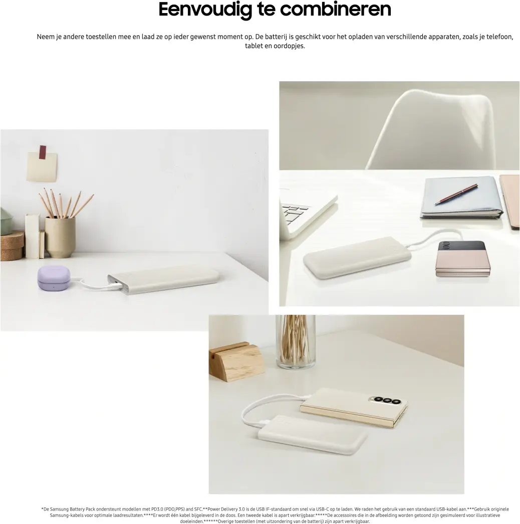 Originele Samsung 25W Fast Charge Duo USB-C Powerbank 10.000 mAh Beige afbeelding 3