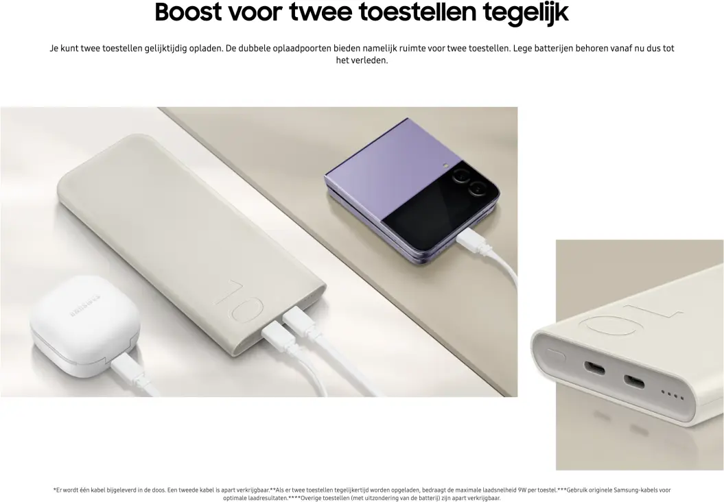 Originele Samsung 25W Fast Charge Duo USB-C Powerbank 10.000 mAh Beige afbeelding 4