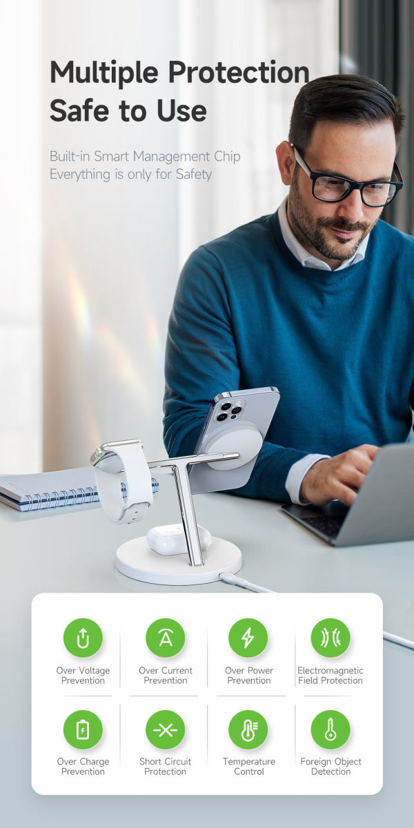 Duzzona Draadloze MagSafe Oplader 15W iPhone/AirPods/Apple Watch afbeelding 8