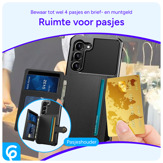Samsung S23 Plus 3 in 1 Back Cover Portemonnee Hoesje Zwart afbeelding 2