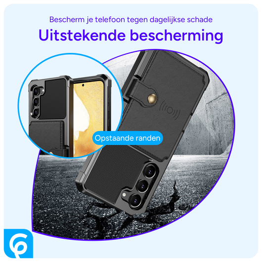 Samsung S23 Plus 3 in 1 Back Cover Portemonnee Hoesje Zwart afbeelding 5