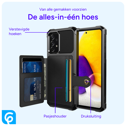 Samsung Galaxy A53 3 in 1 Back Cover Portemonnee Hoesje Zwart afbeelding 2
