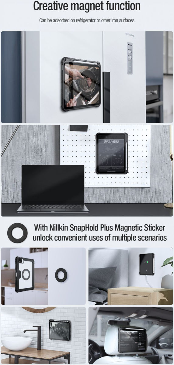 Nillkin Bumper SnapSafe Apple iPad 11 (2025) / 10.9 (2022) Hoes Book Case Zwart afbeelding 13