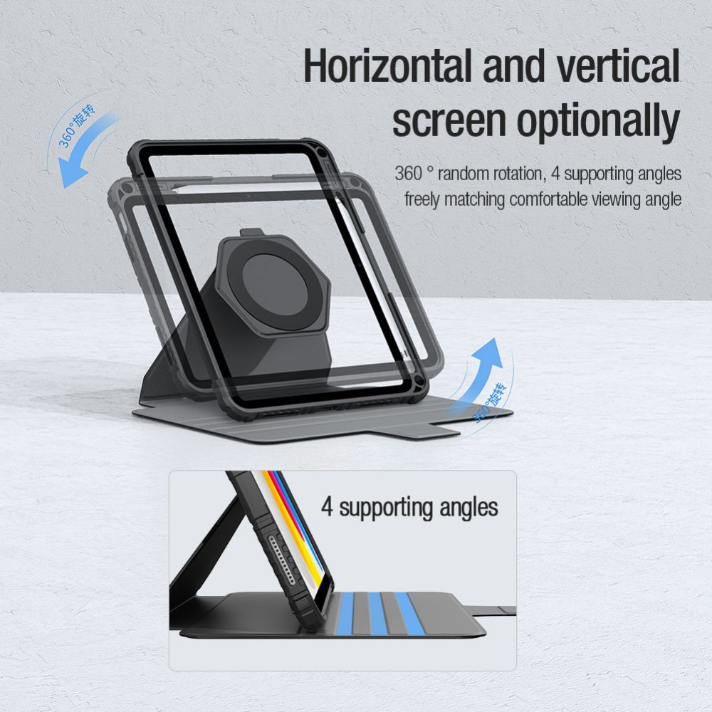 Nillkin Bumper SnapSafe Apple iPad 11 (2025) / 10.9 (2022) Hoes Book Case Zwart afbeelding 4