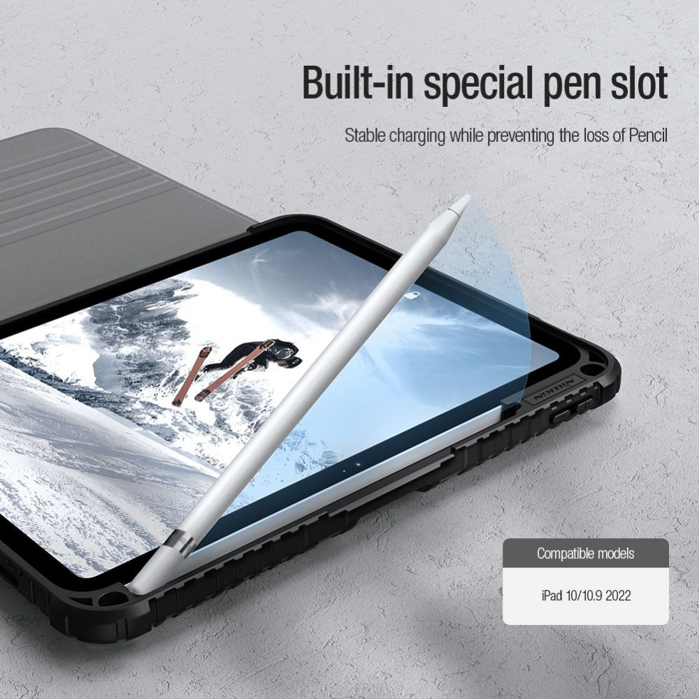 Nillkin Bumper SnapSafe Apple iPad 11 (2025) / 10.9 (2022) Hoes Book Case Zwart afbeelding 9