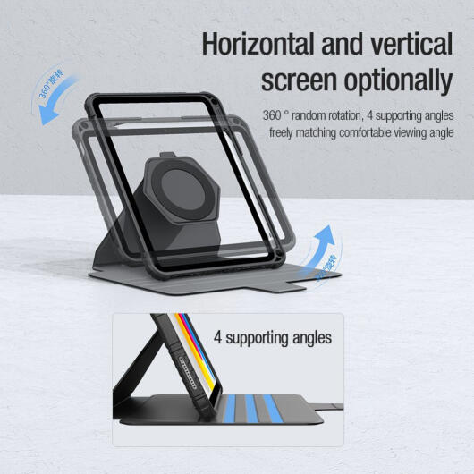 Nillkin Bumper SnapSafe Apple iPad 11 (2025) / 10.9 (2022) Hoes Book Case Zwart afbeelding 4