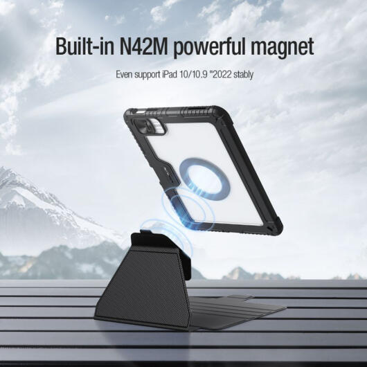 Nillkin Bumper SnapSafe Apple iPad 11 (2025) / 10.9 (2022) Hoes Book Case Zwart afbeelding 5