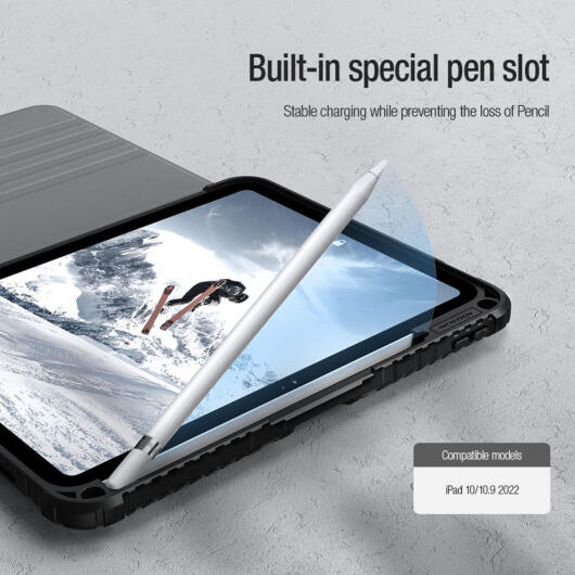 Nillkin Bumper SnapSafe Apple iPad 11 (2025) / 10.9 (2022) Hoes Book Case Zwart afbeelding 9