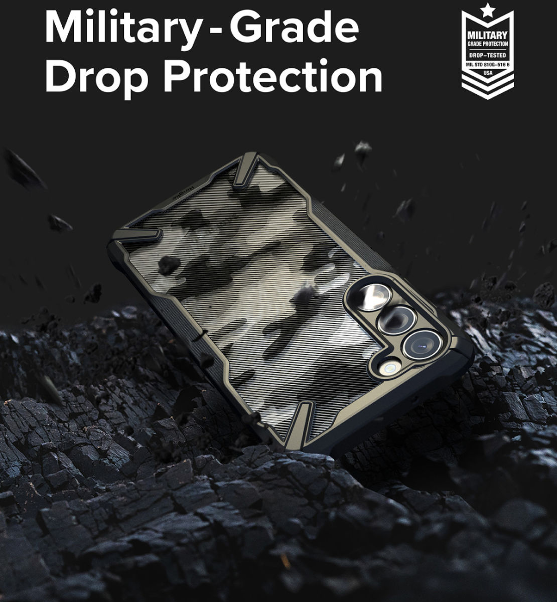 Ringke Fusion X Samsung Galaxy S23 Plus Hoesje Back Cover Camo Zwart afbeelding 4