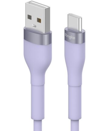 Ringke Pastel 2.4A USB-A naar USB-C Snellaad Kabel 12W 1.2 Meter Paars Kabels