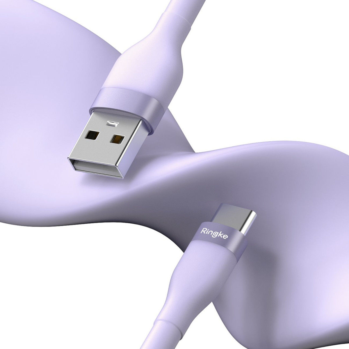 Ringke Pastel 2.4A USB-A naar USB-C Snellaad Kabel 12W 1.2 Meter Paars afbeelding 2