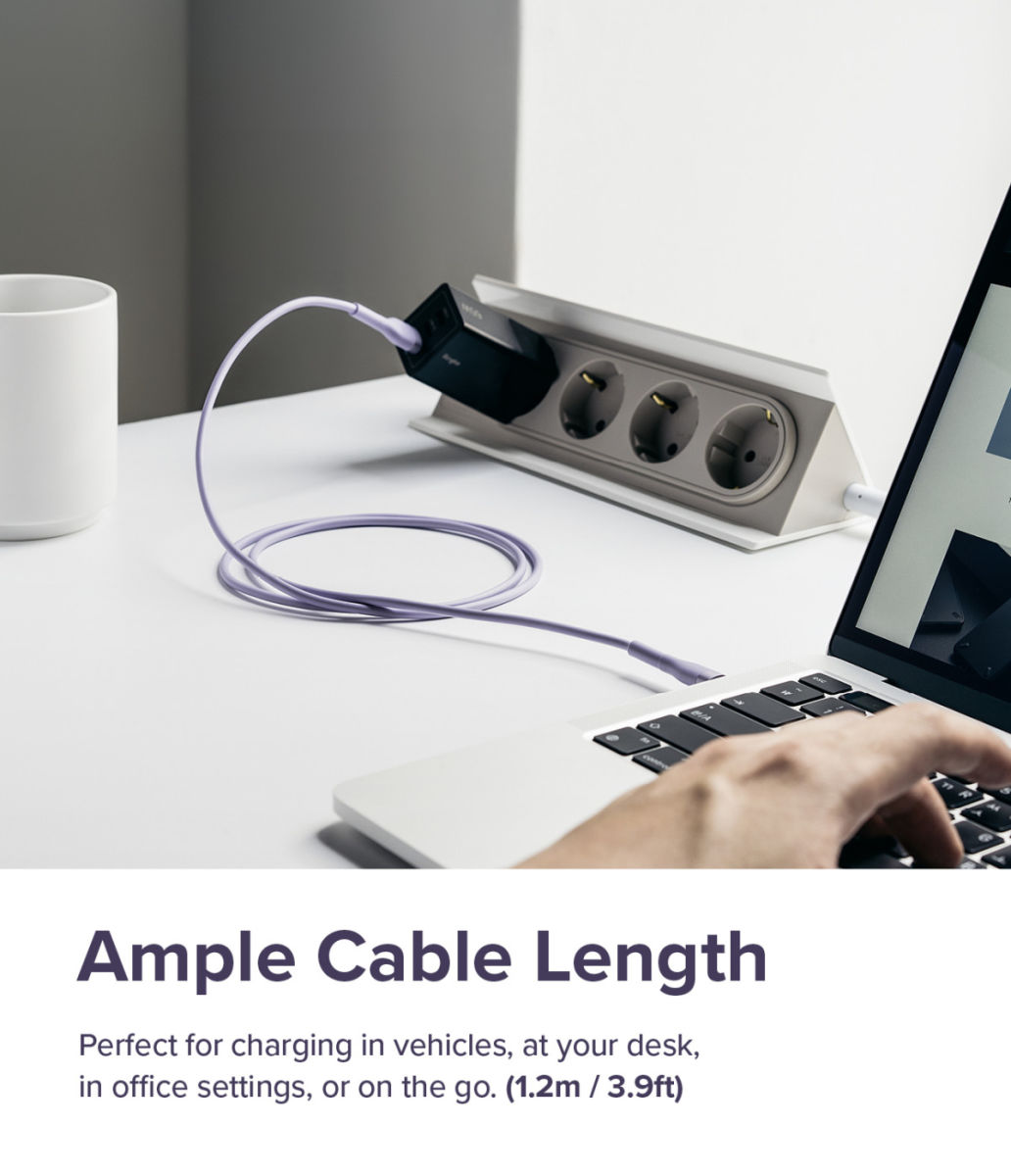 Ringke Pastel 2.4A USB-A naar USB-C Snellaad Kabel 12W 1.2 Meter Zwart afbeelding 5