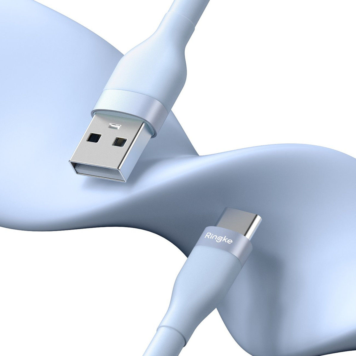 Ringke Pastel 2.4A USB 2.0 naar USB-C Snellaad Kabel 12W 2 Meter Blauw afbeelding 2