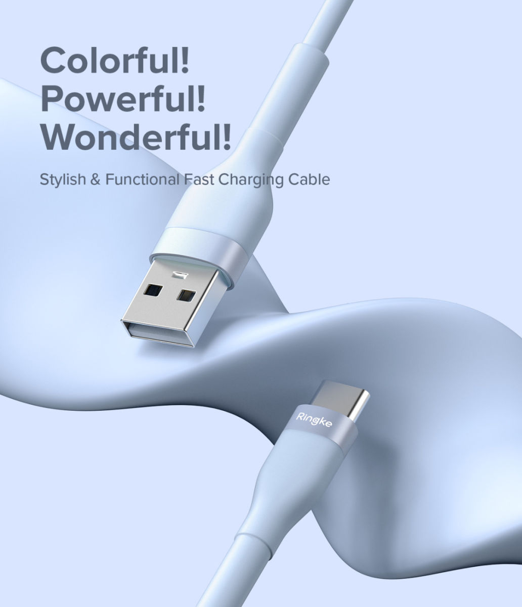 Ringke Pastel 2.4A USB 2.0 naar USB-C Snellaad Kabel 12W 2 Meter Wit afbeelding 10