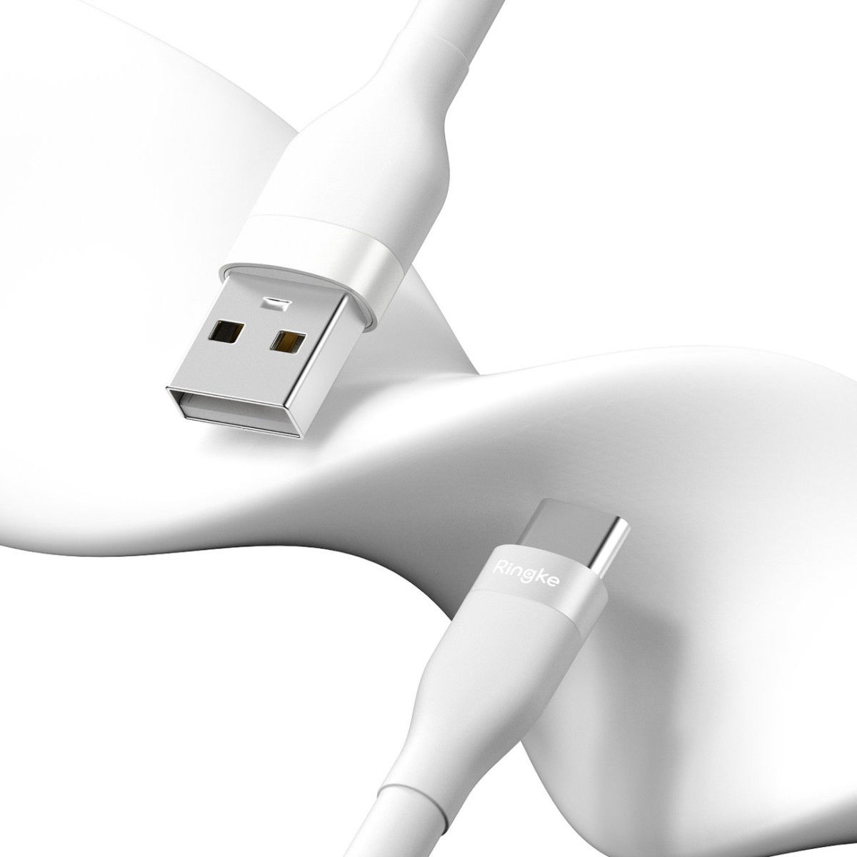 Ringke Pastel 2.4A USB 2.0 naar USB-C Snellaad Kabel 12W 2 Meter Wit afbeelding 2