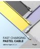 Ringke Pastel 2.4A USB 2.0 naar USB-C Snellaad Kabel 12W 2 Meter Geel