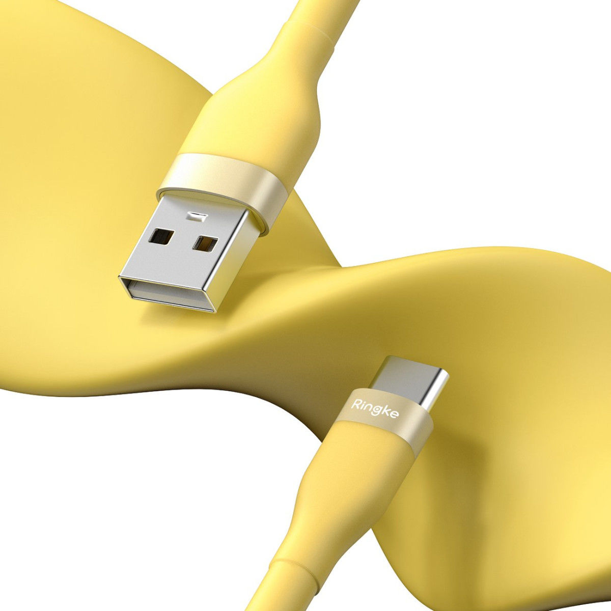 Ringke Pastel 2.4A USB 2.0 naar USB-C Snellaad Kabel 12W 2 Meter Geel afbeelding 2