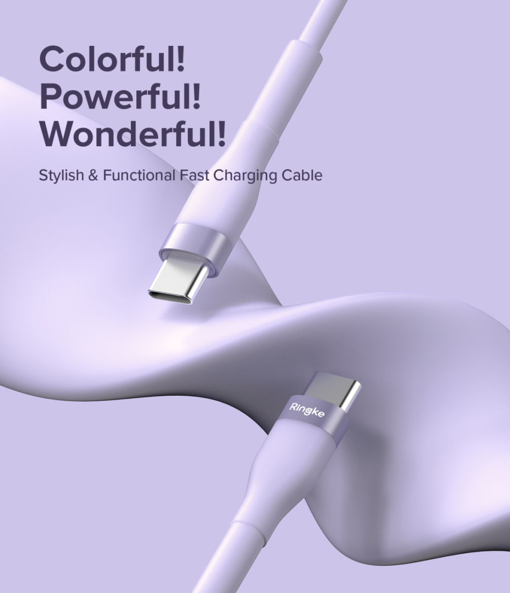 Ringke Pastel 3A USB-C Snellaad Kabel PD 3.0 en QC 3.0 60W 1.2M Zwart afbeelding 9