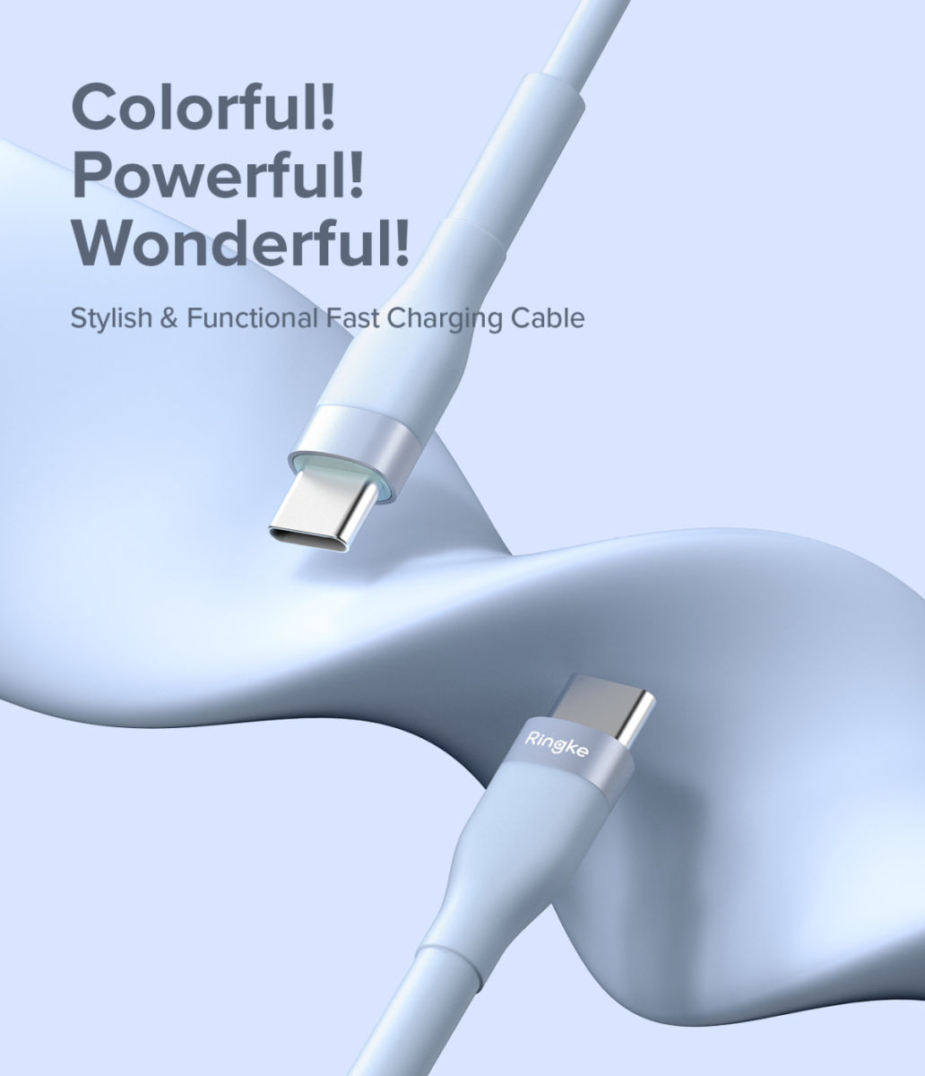 Ringke Pastel 3A USB-C Snellaad Kabel PD 3.0 en QC 3.0 60W 2M Blauw afbeelding 10