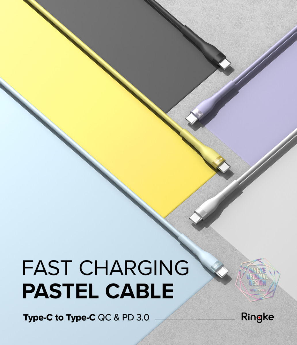 Ringke Pastel 3A USB-C Snellaad Kabel PD 3.0 en QC 3.0 60W 2M Blauw afbeelding 11