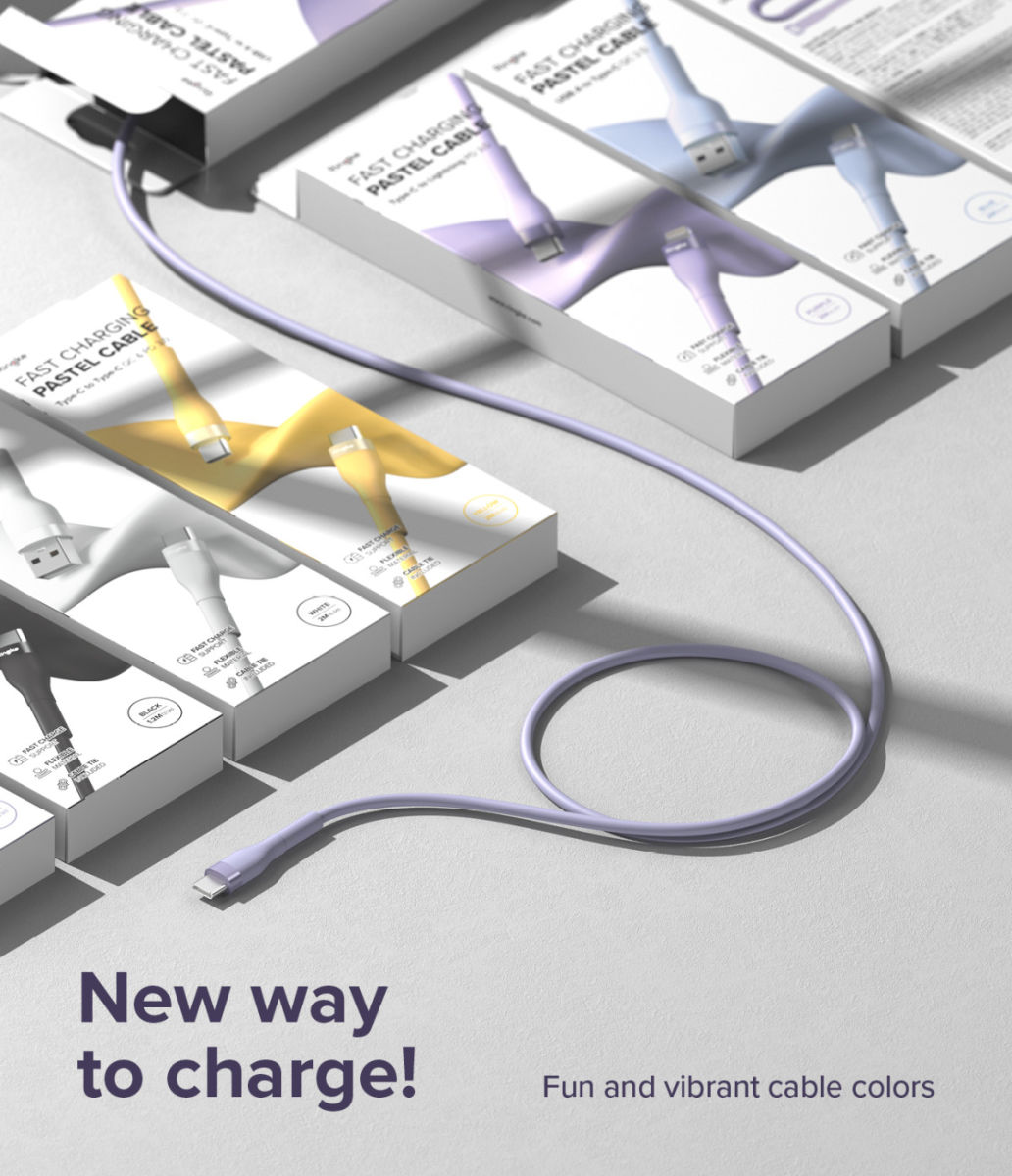Ringke Pastel 3A USB-C Snellaad Kabel PD 3.0 en QC 3.0 60W 2M Geel afbeelding 10